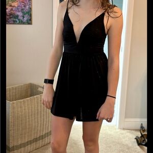 Black Sparkly V-Neck Homecoming Dress Lucy in the Sky